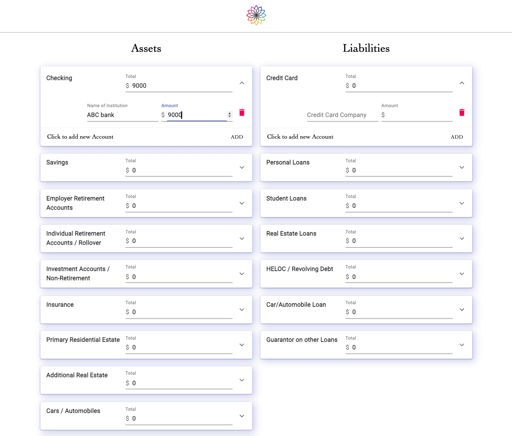 Personal Financial Statement -  NetWorth Calculator